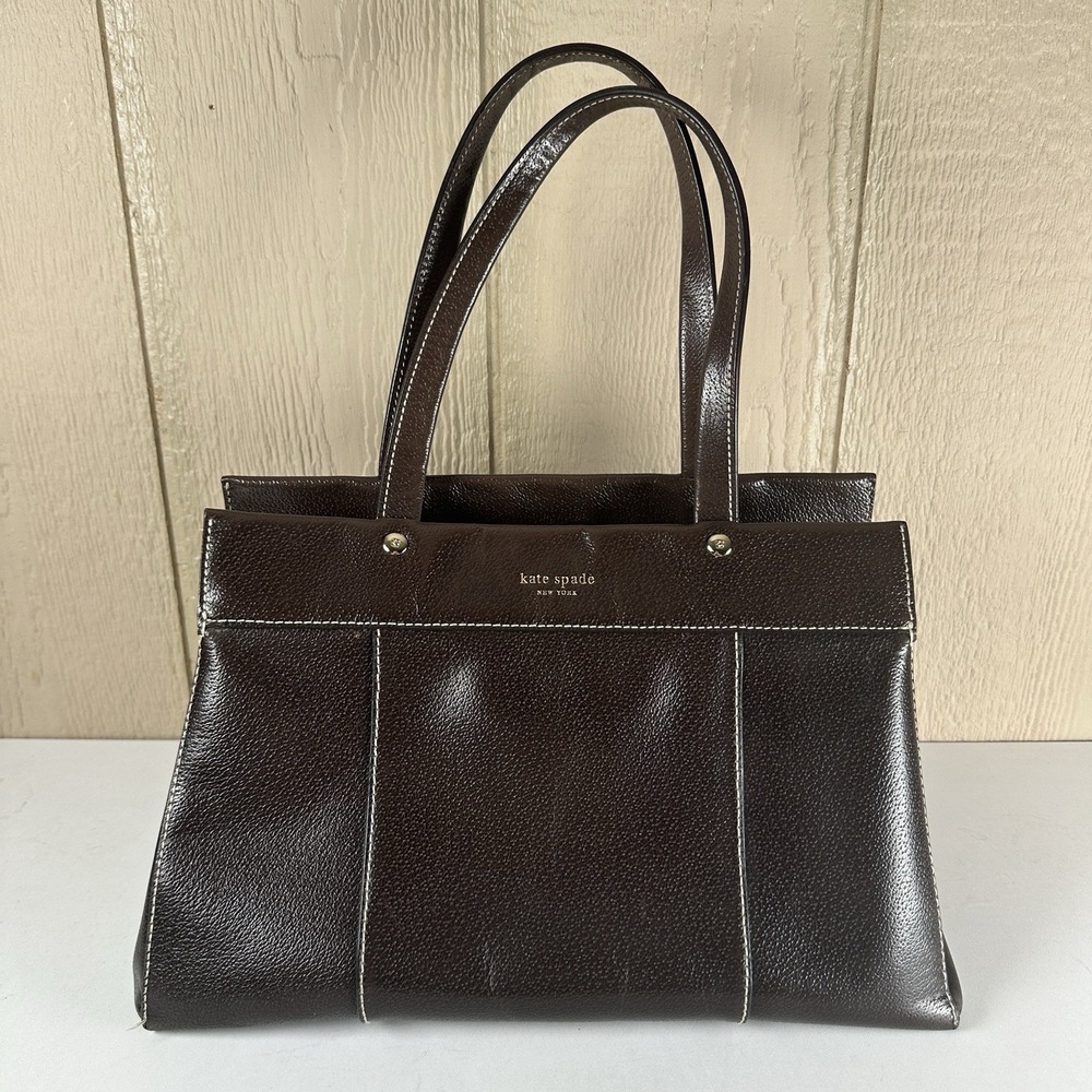 Kate Spade New York Doctor Satchel Bag Chocolate Brown Leather 2 Handle Purse